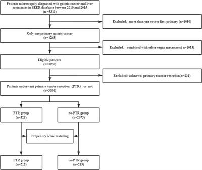 Survival benefit of primary tumor resection for gastric cancer with liver metastasis: A propensity score-matched, population-based study